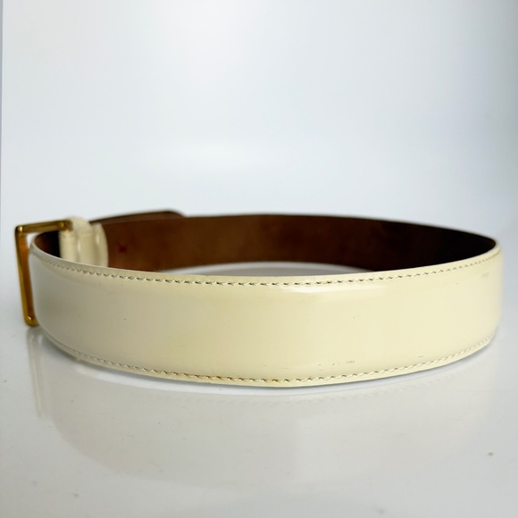 Moschino Belt by Redwall Vanilla Leather Gold Metal Logo Lettering Vintage Sz 40 main image 6